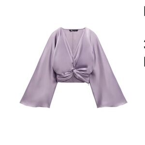 Cropped satin shirt
